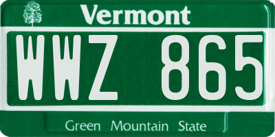 VT license plate WWZ865