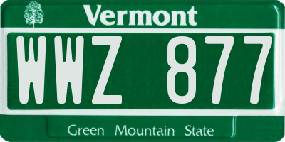 VT license plate WWZ877
