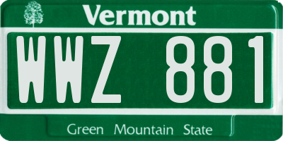 VT license plate WWZ881