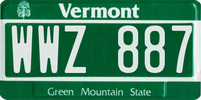 VT license plate WWZ887