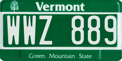 VT license plate WWZ889