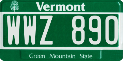 VT license plate WWZ890