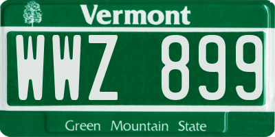 VT license plate WWZ899