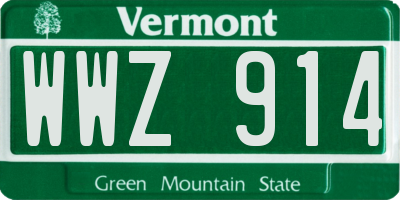 VT license plate WWZ914