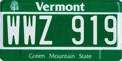 VT license plate WWZ919