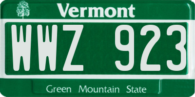 VT license plate WWZ923