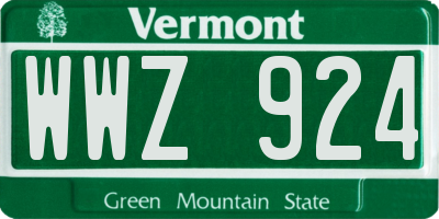 VT license plate WWZ924