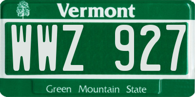 VT license plate WWZ927