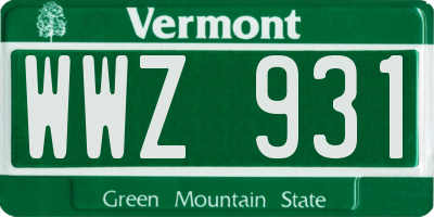 VT license plate WWZ931