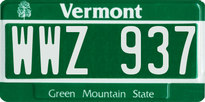 VT license plate WWZ937