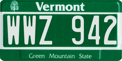 VT license plate WWZ942