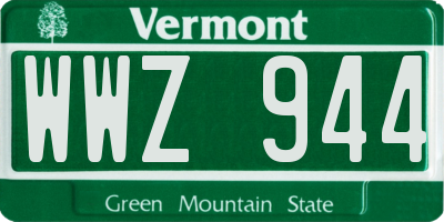 VT license plate WWZ944