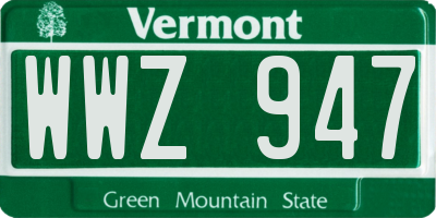 VT license plate WWZ947