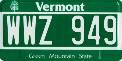 VT license plate WWZ949