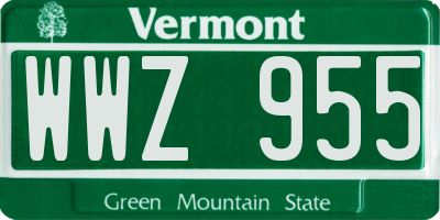 VT license plate WWZ955