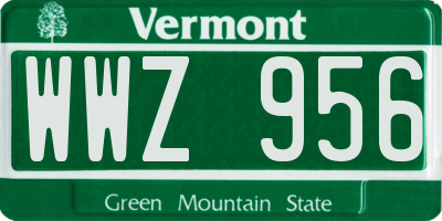 VT license plate WWZ956