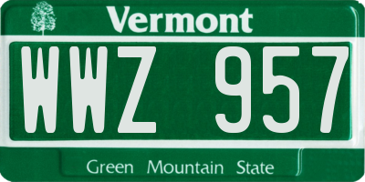 VT license plate WWZ957