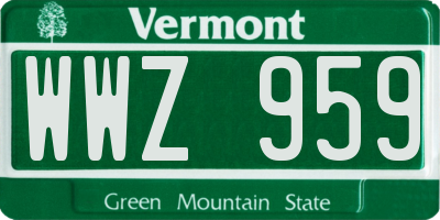 VT license plate WWZ959