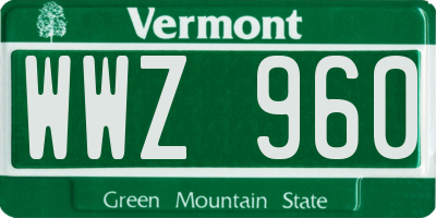 VT license plate WWZ960