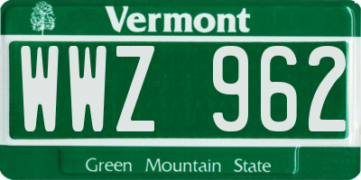 VT license plate WWZ962