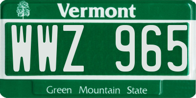 VT license plate WWZ965