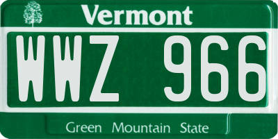 VT license plate WWZ966