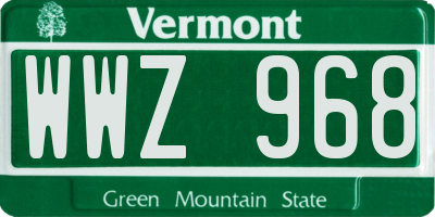 VT license plate WWZ968