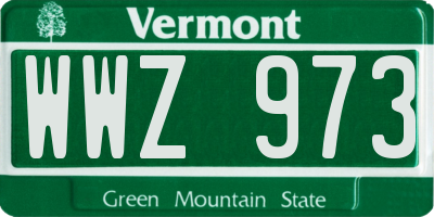 VT license plate WWZ973