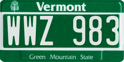 VT license plate WWZ983