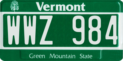 VT license plate WWZ984