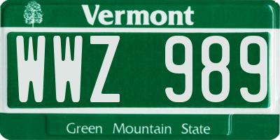 VT license plate WWZ989