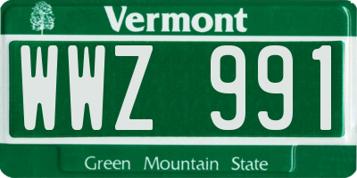 VT license plate WWZ991