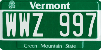 VT license plate WWZ997