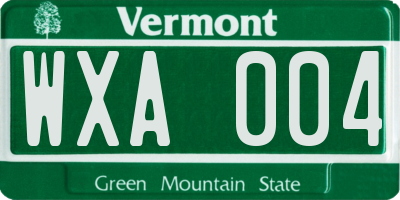 VT license plate WXA004