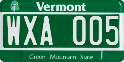 VT license plate WXA005
