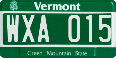 VT license plate WXA015