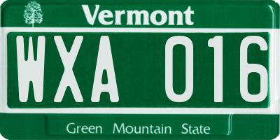 VT license plate WXA016