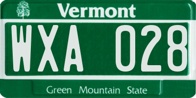 VT license plate WXA028
