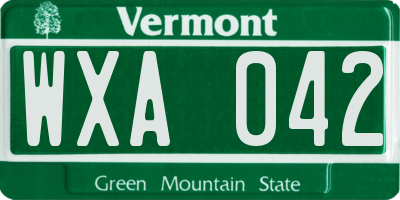 VT license plate WXA042