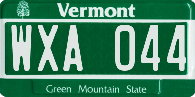 VT license plate WXA044