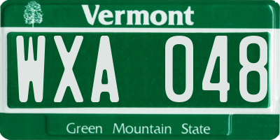 VT license plate WXA048