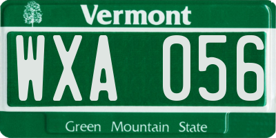 VT license plate WXA056