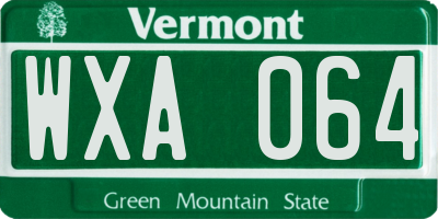 VT license plate WXA064