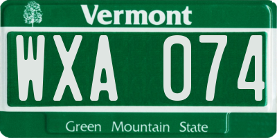 VT license plate WXA074
