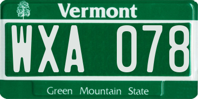 VT license plate WXA078