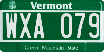 VT license plate WXA079