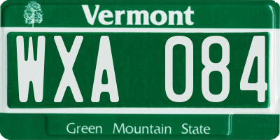VT license plate WXA084