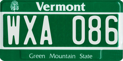 VT license plate WXA086