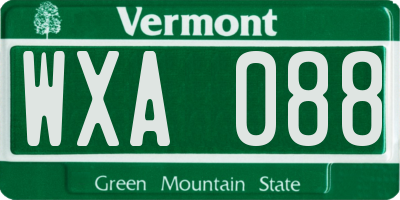 VT license plate WXA088