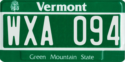 VT license plate WXA094